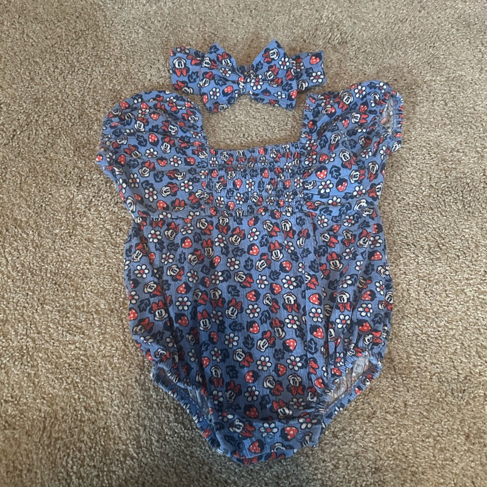 Disney Baby 18 Month Minnie Mouse Romper with Headband